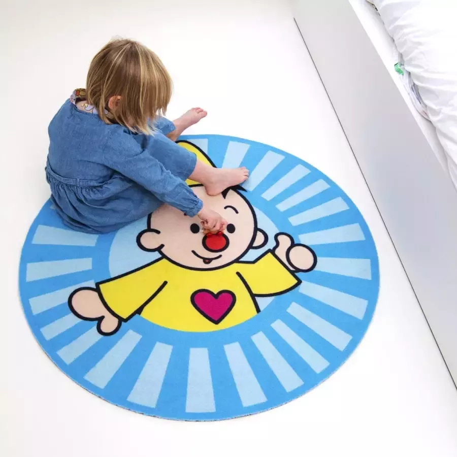 Bumba Vloerkleed Kinderkamer Tapijt Kinderkamer Voor Jongens en Meisjes Kindertapijt 90 x 90 cm Blauw Speelmat Speelkleed Gemaakt in België Officiële Studio 100 Partner
