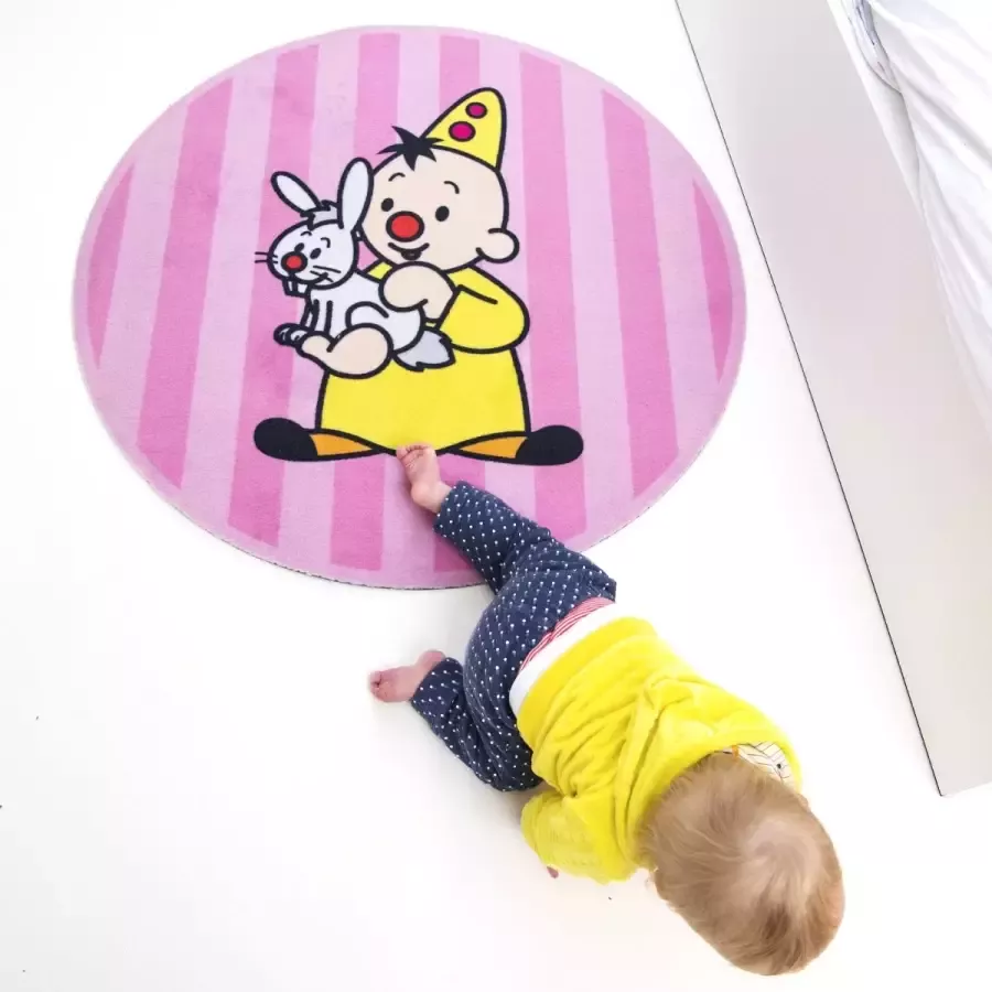 Bumba Vloerkleed Kinderkamer Tapijt Kinderkamer Voor Jongens en Meisjes Kindertapijt 90 x 90 cm Roze Speelmat Speelkleed Gemaakt in België Officiële Studio 100 Partner