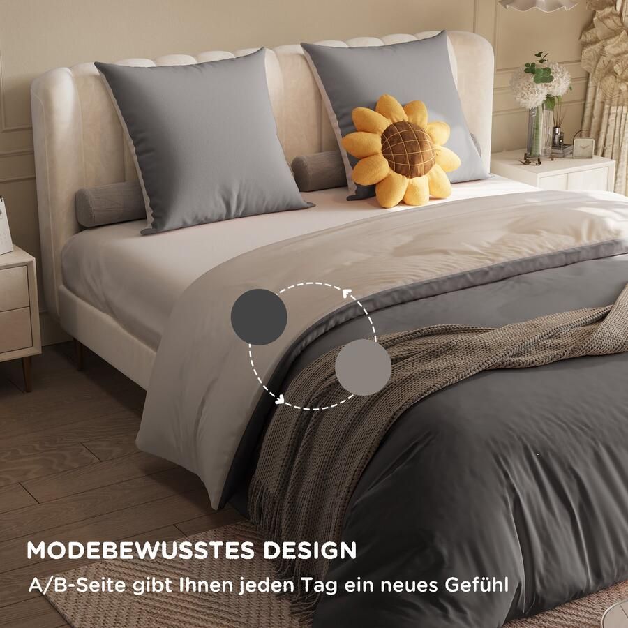 BursDany Eenkleurige Dekbedovertrek Set voor studentenhuizen zacht en duurzaam 4-delig hoeslaken kussensloop dekbedovertrek Geschikt voor bedden van 160 x 200 cm (lichtwit en groen)