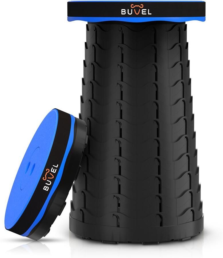 Buvel Opvouwbare kruk Krukje Inklapbaar Telescopisch Visstoel Verstelbaar Voetensteun Rond blauw - Foto 2