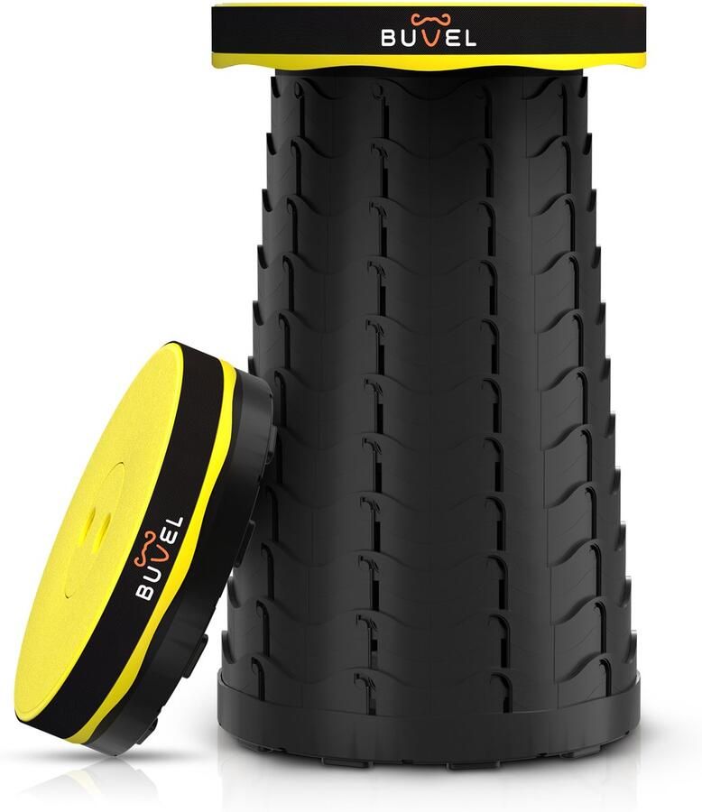 Buvel Opvouwbare kruk Krukje Inklapbaar Telescopisch Verstelbaar Visstoel Voetensteun Rond geel - Foto 2