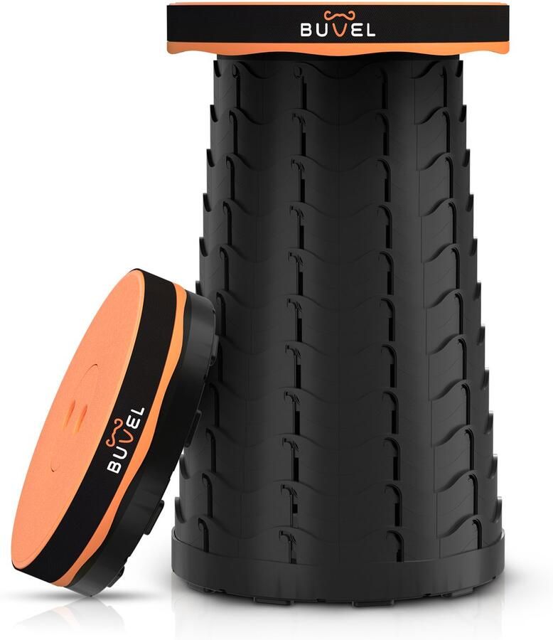 Buvel Opvouwbare kruk Krukje Campingstoel Inklapbaar Telescopisch Visstoel Voetensteun Rond oranje - Foto 2