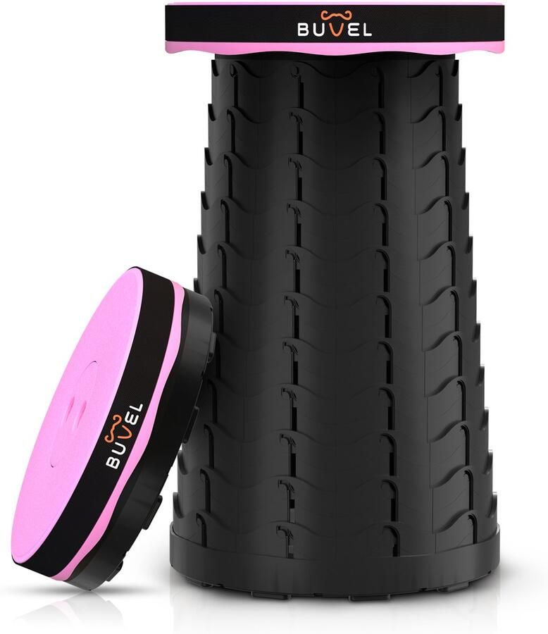 Buvel Opvouwbare kruk Krukje Inklapbaar Telescopisch Visstoel Verstelbaar Voetensteun Rond roze - Foto 2