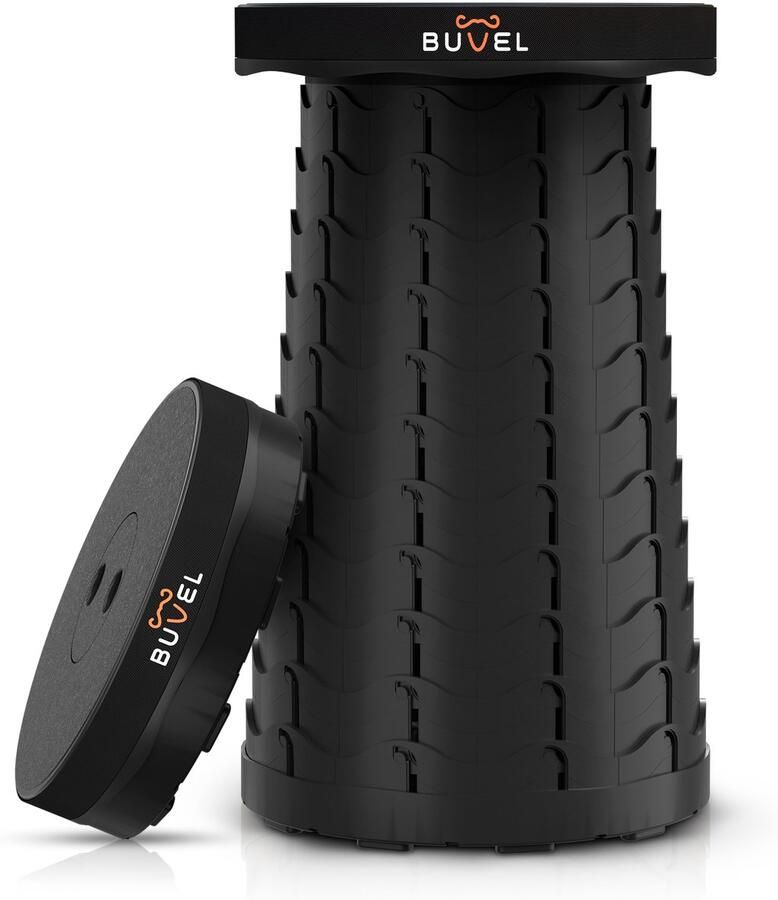 Buvel Opvouwbare kruk Krukje Inklapbaar Telescopisch Visstoel Verstelbaar Voetensteun Rond zwart - Foto 2