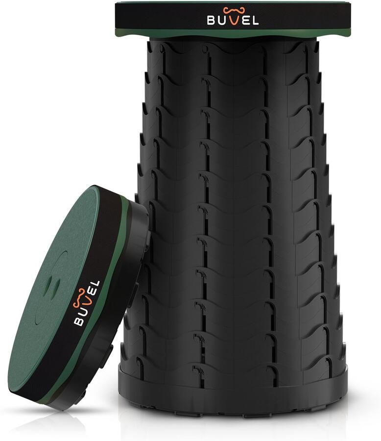 Buvel Opvouwbare kruk Krukje Inklapbaar Telescopisch Visstoel Verstelbaar Voetensteun Rond groen - Foto 2