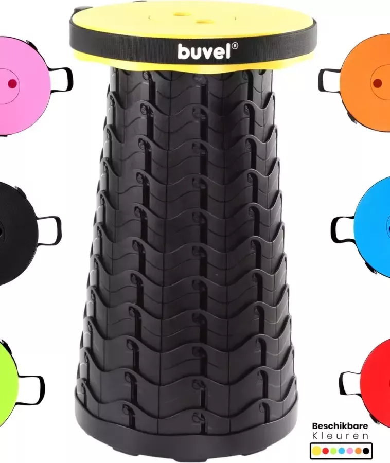 Buvel Opvouwbare kruk Krukje Inklapbaar Telescopisch Verstelbaar Visstoel Voetensteun Rond geel - Foto 3