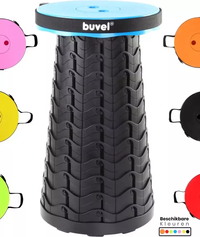 Buvel Opvouwbare kruk Krukje Inklapbaar Telescopisch Visstoel Verstelbaar Voetensteun Rond blauw - Foto 3