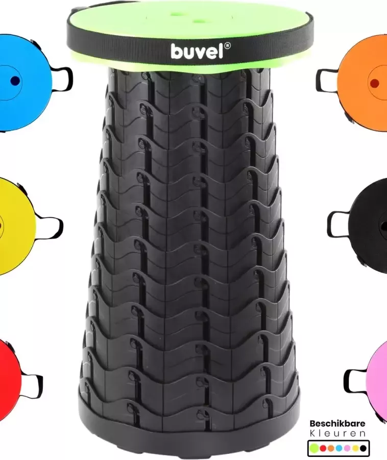 Buvel Opvouwbare kruk Krukje Inklapbaar Telescopisch Visstoel Verstelbaar Voetensteun Rond groen - Foto 3