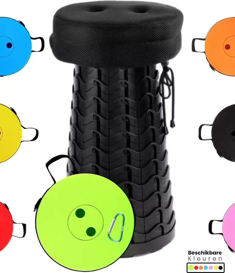 Buvel Opvouwbare kruk Krukje Campingstoel Inklapbaar Telescopisch Visstoel Voetensteun Rond groen met kussen - Foto 2