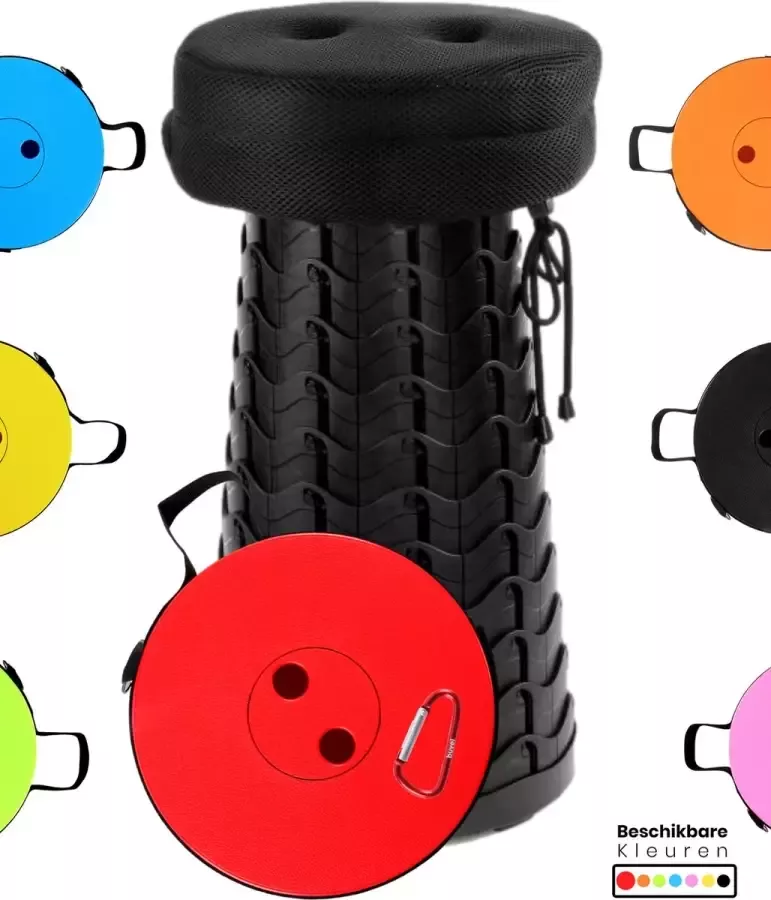 Buvel Opvouwbare kruk Krukje Campingstoel Inklapbaar Telescopisch Visstoel Voetensteun Rond rood met kussen - Foto 2