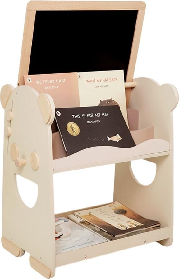 Buxibo 2-in-1 Boekenkast en Tekenbord Krijtbord en Opbergrek Montessori Tekenbord Vouwbaar Ontwerp Voor Peuters en Kleuters