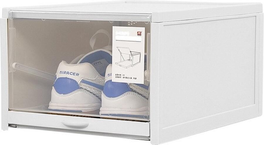Buxibo 3x Transparante Sneaker Box met Lade Sneaker Display Sneaker Vitrine Show Box Opvouwbare Schoenenkast -Schoenendozen Kunststof Grijs Transparant
