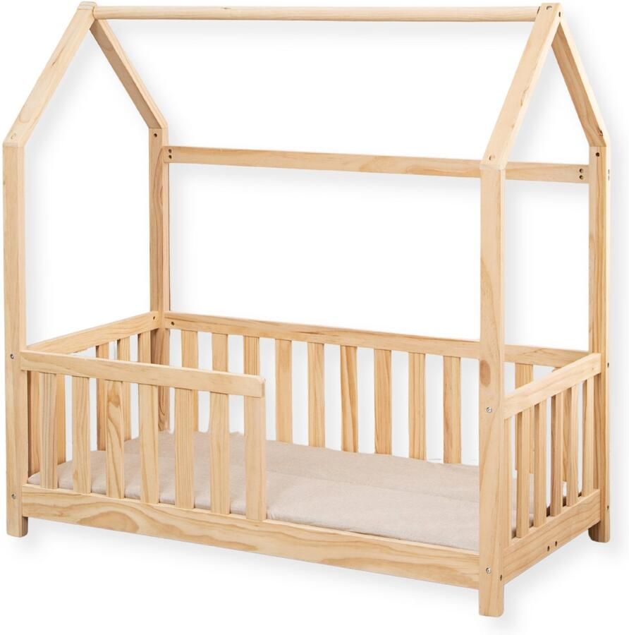 Buxibo Kinderbed met Matras – Houten Peuterbed – Huisbed – 60x120 cm
