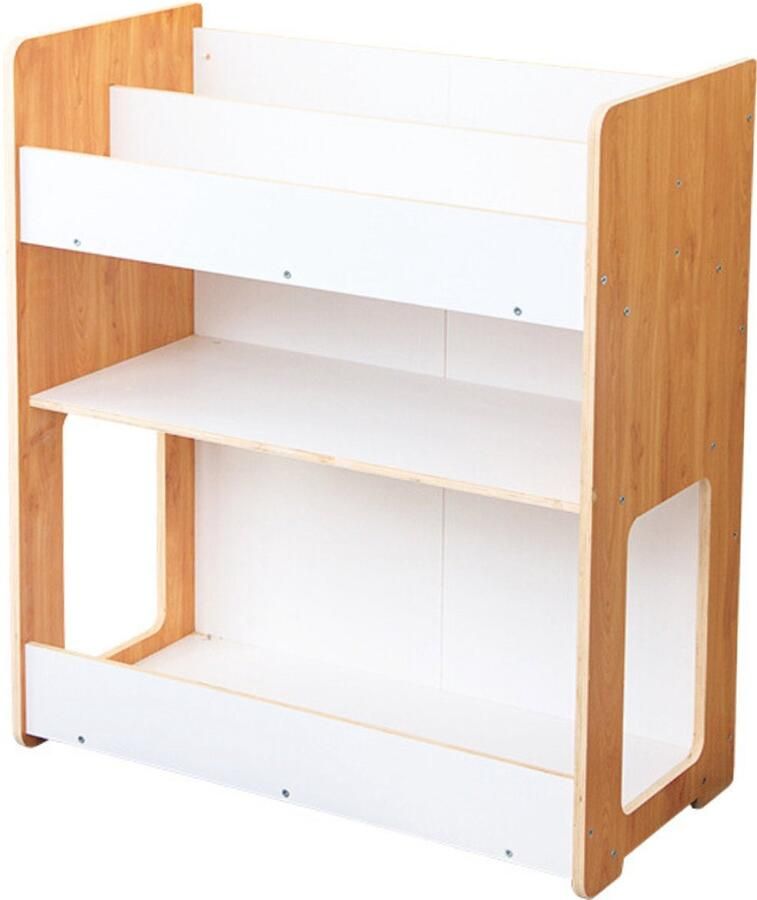 Buxibo Speelgoedkast Kinder Boekenkast Boekenrek Houten opbergkast voor kinderen Opbergrek Katoenen Lades 80x40x90cm