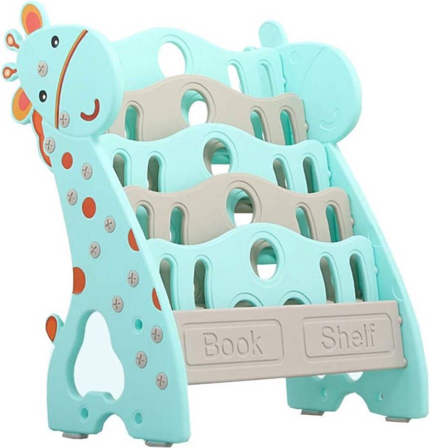 Buxibo Kinderkamer Boekenrek Kunststof met 2 Opbergbakken Boekenkast Boekenplank Boekenrek 65x36x80cm Turquoise