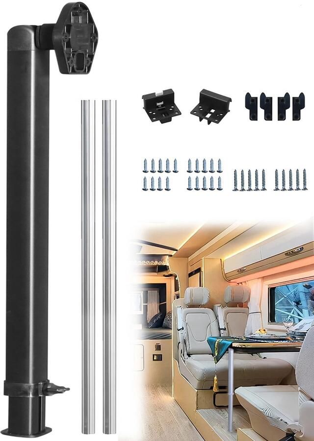 Buylin Tafelpoot Telescopische Tafelpoot Verstelbare Tafelpoot Tafelpoten Verstelbaar Voor Camper incl. 2 stuks Dwarsbalken 50cm- 54-93cm Zwart