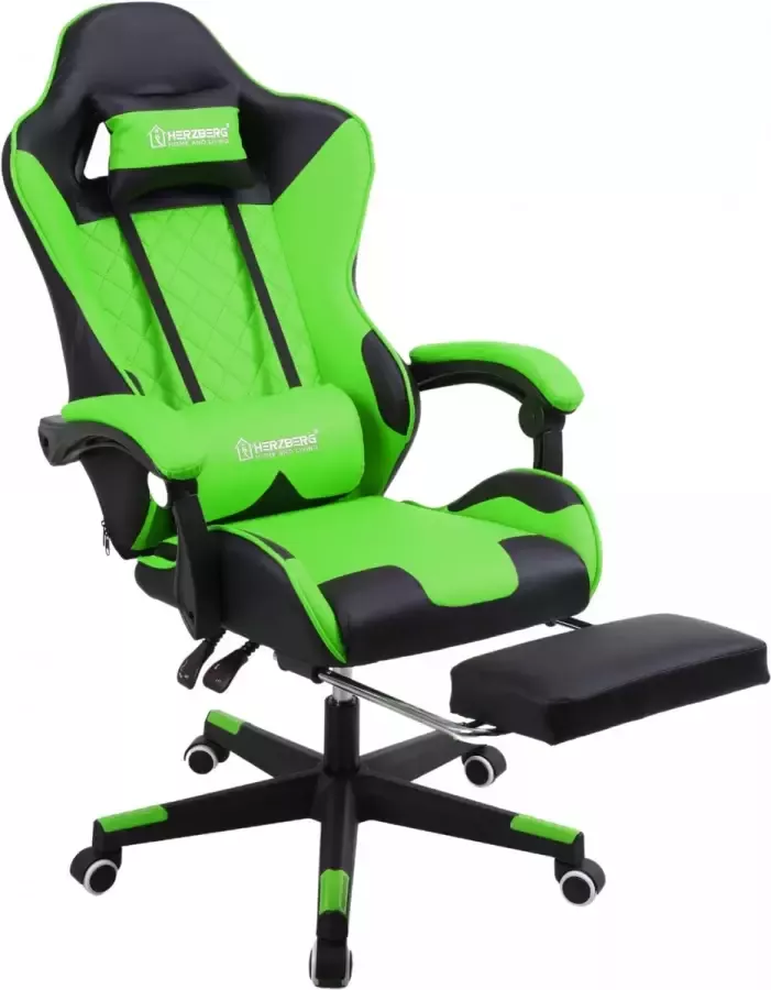 BW Gaming Stoel Ergonomische Bureaustoel Voetsteun Kantelfunctie Groen