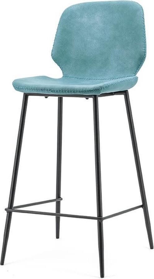 By-Boo Seashell Hoge barkruk met rugleuning Kunstleer Blauw
