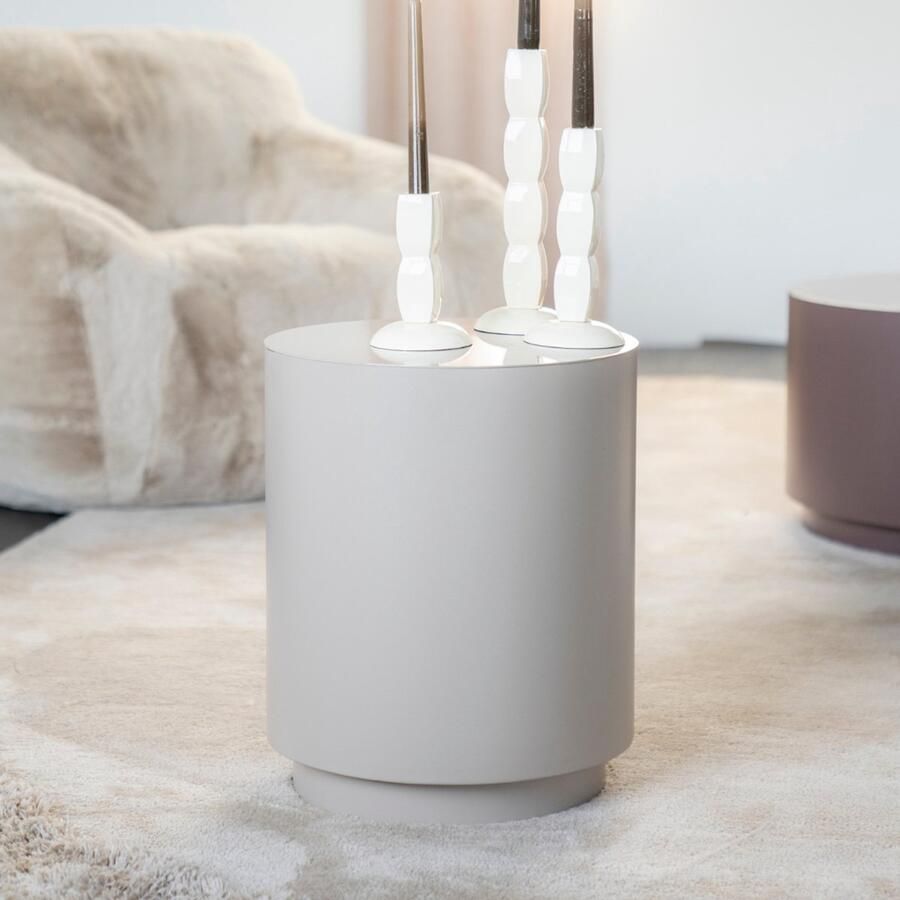 By-Boo Ronde Bijzettafel Mesita 37cm Taupe