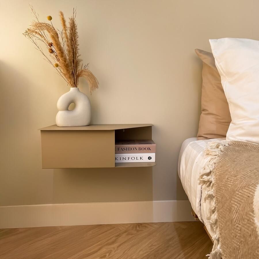 By Bresi Nachtkastje set van 2 Riva Beige Minimalistisch design Nachtkastjes Nachtkastje modern