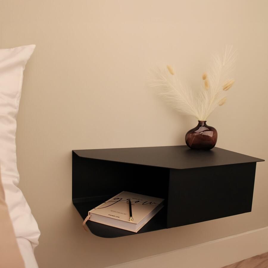 By Bresi Nachtkastje set van 2 Riva Zwart Minimalistisch design Nachtkastjes Nachtkastje modern