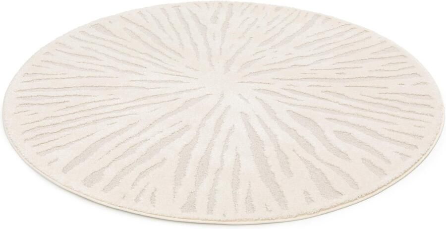 By Javy Vloerkleed rond Coco Rain Vloerkleed rond 160 cm Hoog laag 3D effect Crème