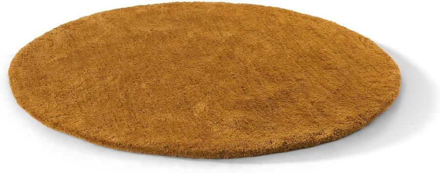 By Javy Vloerkleed rond Faye Gold Vloerkleed rond 160 cm Zachte shaggy Hoogpolig Gold