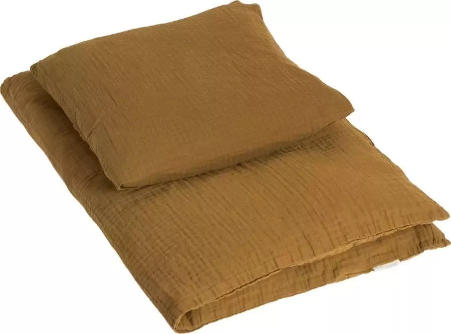By Klipklap dekbedovertrek + kussensloop eenpersoons Golden brown Bed linen 140 x 200 cm 63 x 60 cm