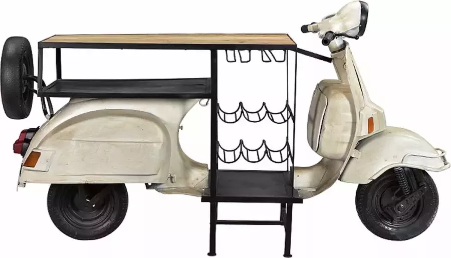 By Kohler Bartafel oud vintage Vespa wit met houten blad