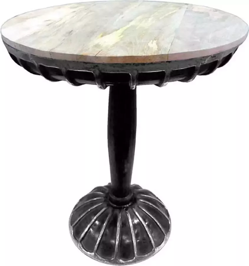 By Kohler Ronde zwarte tafel Konnor met blad van mangohout