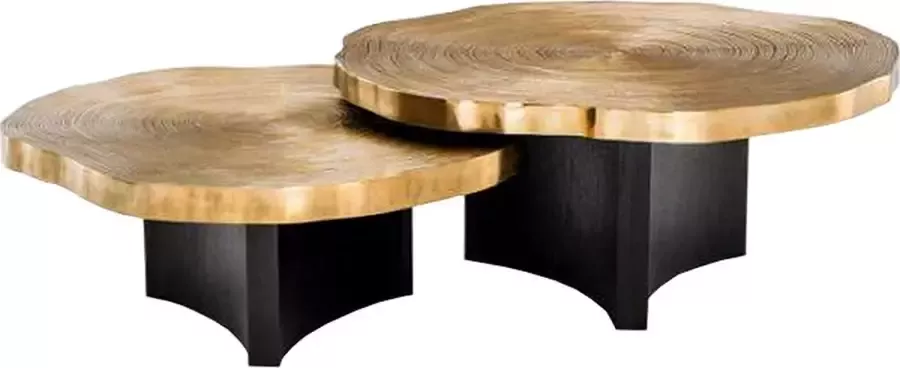By Kohler Salontafel Set Timber 85x85x40cm + 95x95x45cm bruin zwart
