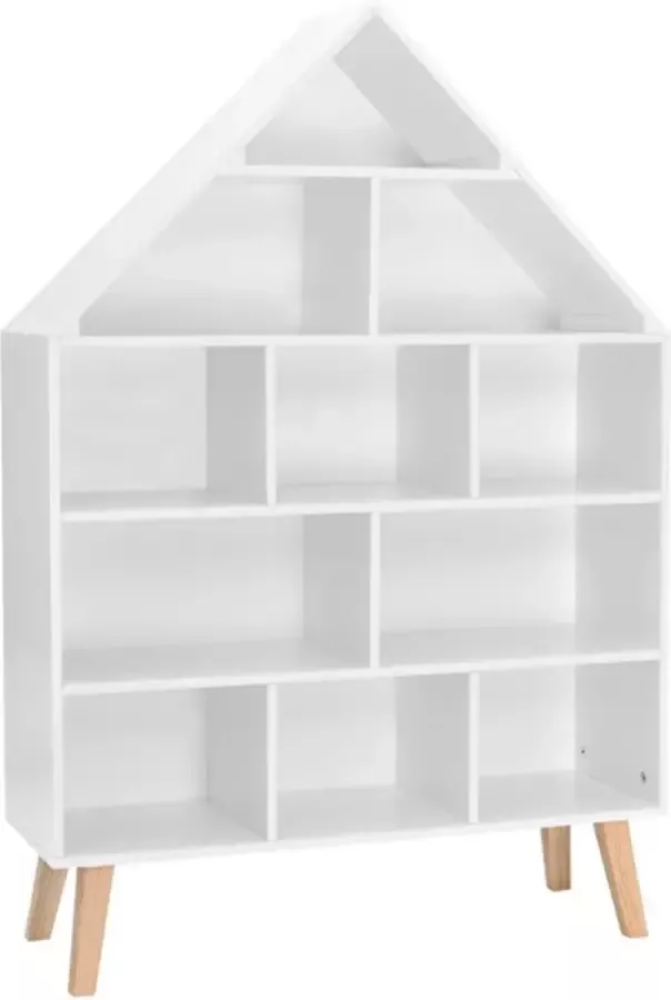 By Marnifique Boekenkast voor Kinderen Boekenrek Kinderkamer Veilige Kinderkast 11 Planken 80x24x116cm Wit Hout