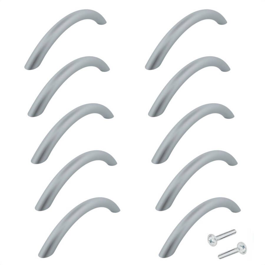 By MJM Beugelgreep rond Aluminium mat 128 MM 10 Stuks Handgreep Keukengreep Aluminium Handgrepen voor deurtjes Deurgreep Meubelgreep Handgreep Aluminium Keukengreep Keukenkastjes Greep Aluminium handgrepen kast Handgrepen voor deurtjes