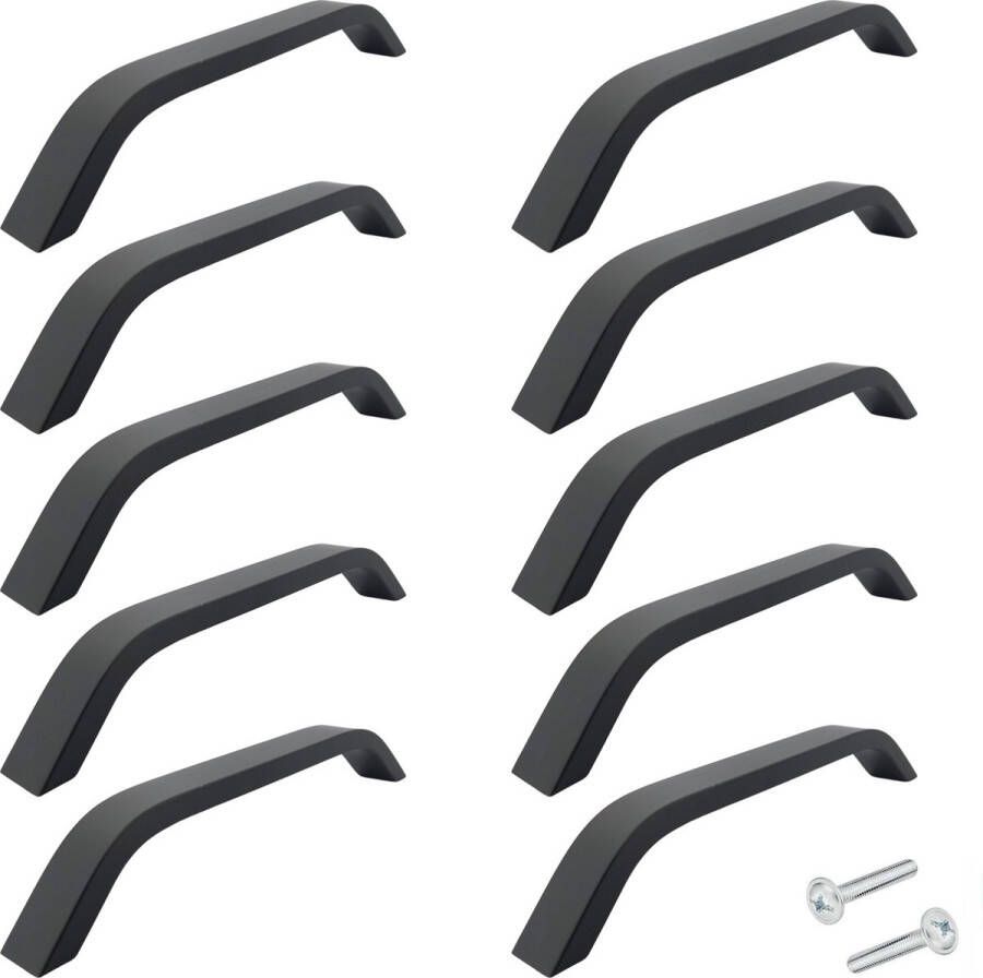 By MJM Beugelgreep Tulsa zwart 160 MM 10 STUKS Handgreep Keukengreep Zwart- Handgrepen voor deurtjes Deurgreep Meubelgreep Handgreep Zwart- Keukengreep Greep Zwart handgrepen kast meubelgrepen inclusief schroeven