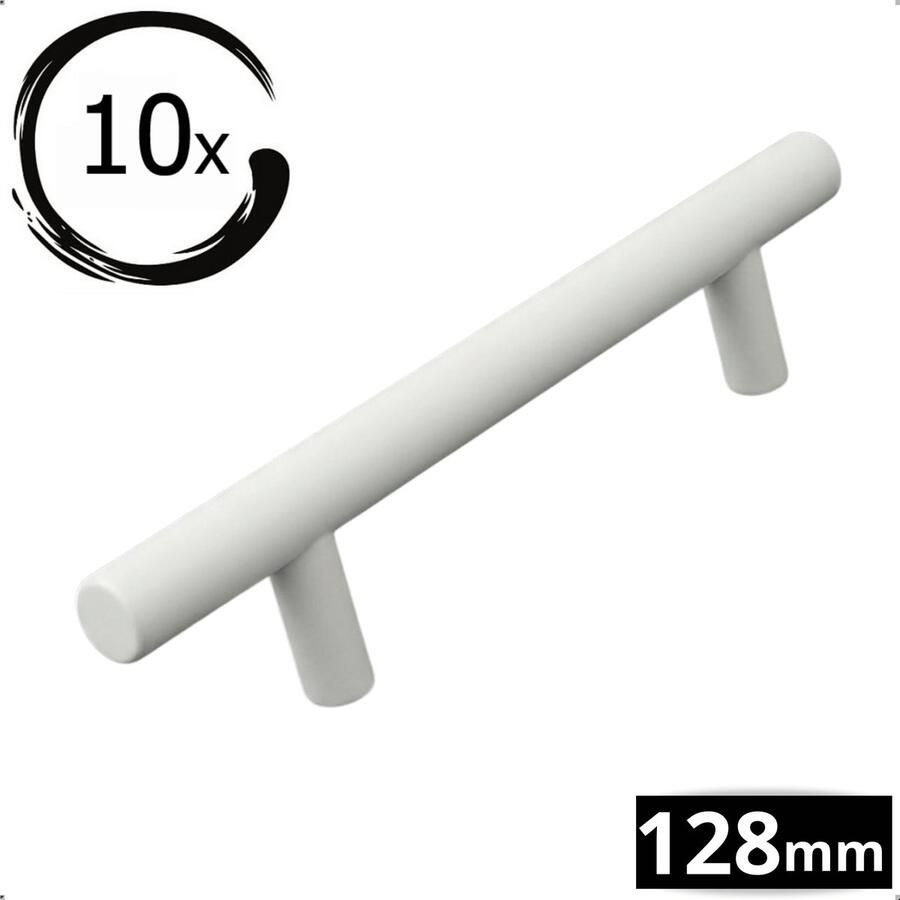 By MJM Handgreep Denver T-greep wit Hartafstand 128mm SET 10 Stuks Wit Meubelgreep Wit Keukengreep Wit Greep Wit Deurgreep Handgreep keukenkastjes keukenkast handgrepen kast meubelgrepen Handgrepen voor deurtjes inclusief schroeven - Foto 3