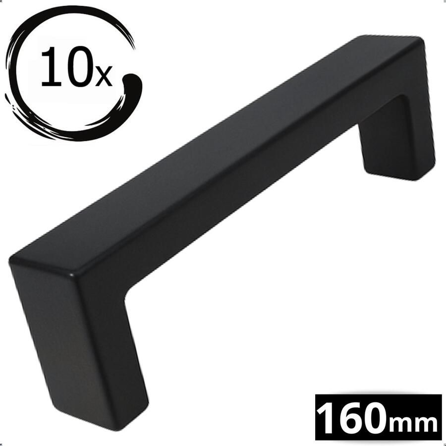 By MJM RVS Handgreep Atlanta zwart 160 mm 10 Stuks Strak Handgreep kast Handgrepen voor deurtjes Deurgreep Meubelgreep Handgreep Zwart meubelgrepen handgreep keukenkastjes Greep Zwart Meubelbeslag handgreep badkamer schroeven - Foto 4