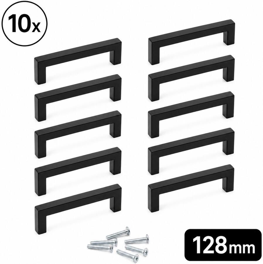By MJM 10X RVS Handgrepen keukenkastjes Zwart 128mm Handgreep zwart Handgrepen handgreep keuken Meubelbeslag handgrepen keukenkastjes handgrepen kast Keukengrepen zwart Kastgrepen Meubelgrepen Deurgreep zwart Dallas Serie - Foto 7