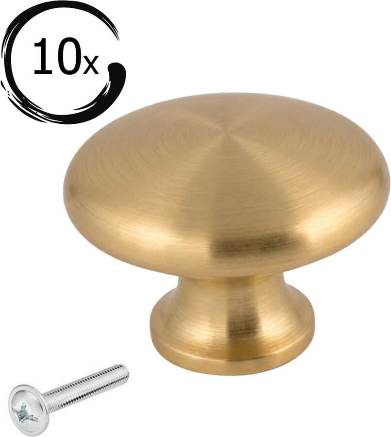 By MJM Kastknoppen Macon Goud rond 10 Stuks Diameter 27 mm Kastknop Meubelknop Deurknoppen voor kasten Meubelbeslag Deurknopjes Meubelknoppen - Foto 2
