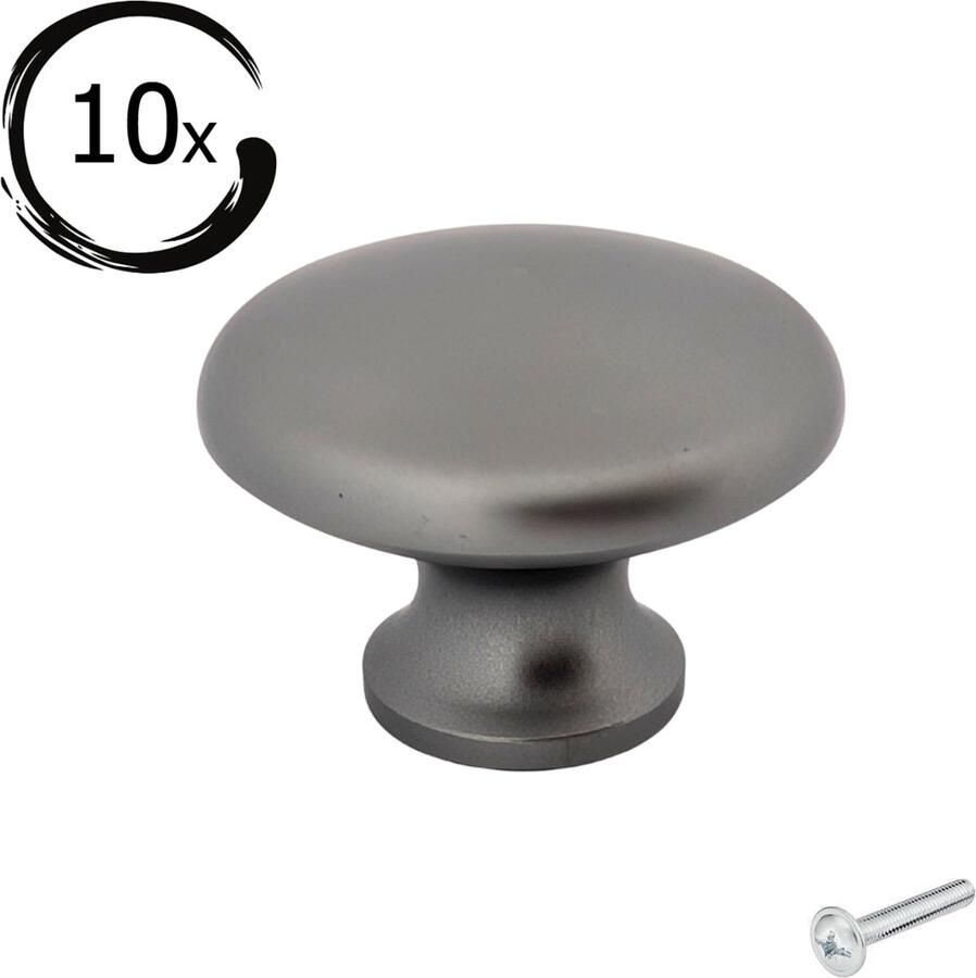 By MJM Kastknoppen Macon Grijs rond 10 Stuks Diameter 27 mm Kastknop Meubelknop Deurknoppen voor kasten Meubelbeslag Deurknopjes Meubelknoppen - Foto 2