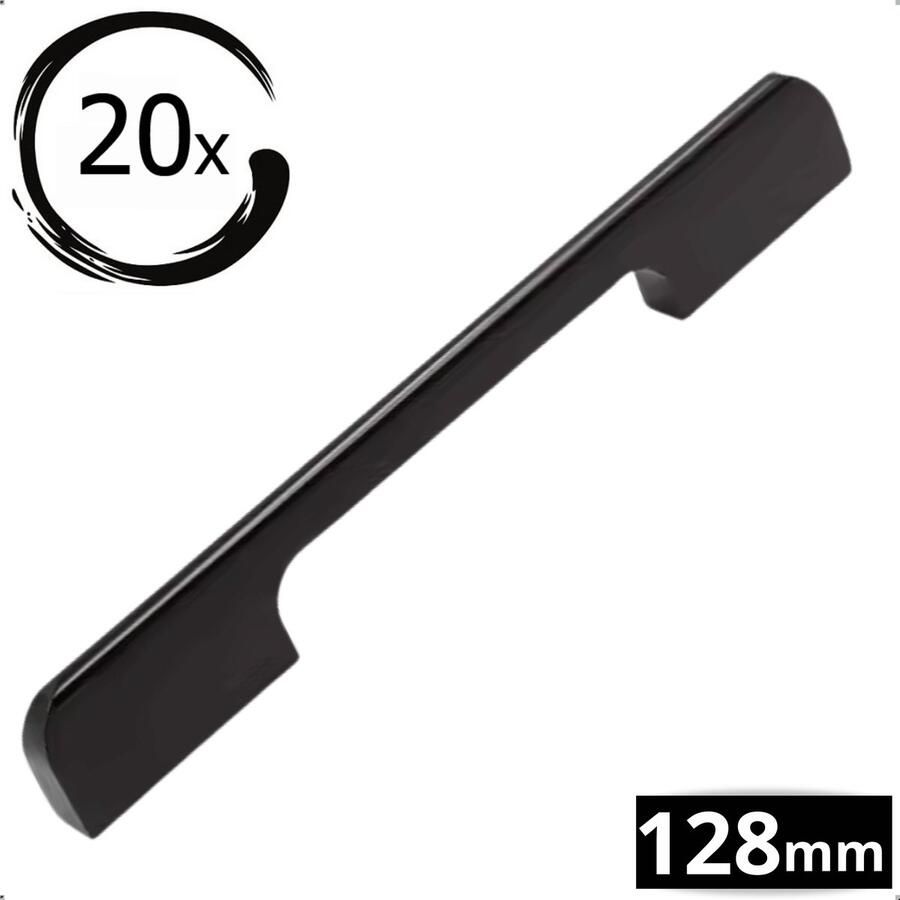 By MJM Handgreep Keukengreep Seattle design Zwart 128 mm 20 Stuks Design Handgrepen voor deurtjes Deurgreep Meubelgreep Handgreep Zwart- Keukengreep Keukenkastjes handgrepen kast kastknoppen meubelgrepen Aluminium inclusief schroeven - Foto 3