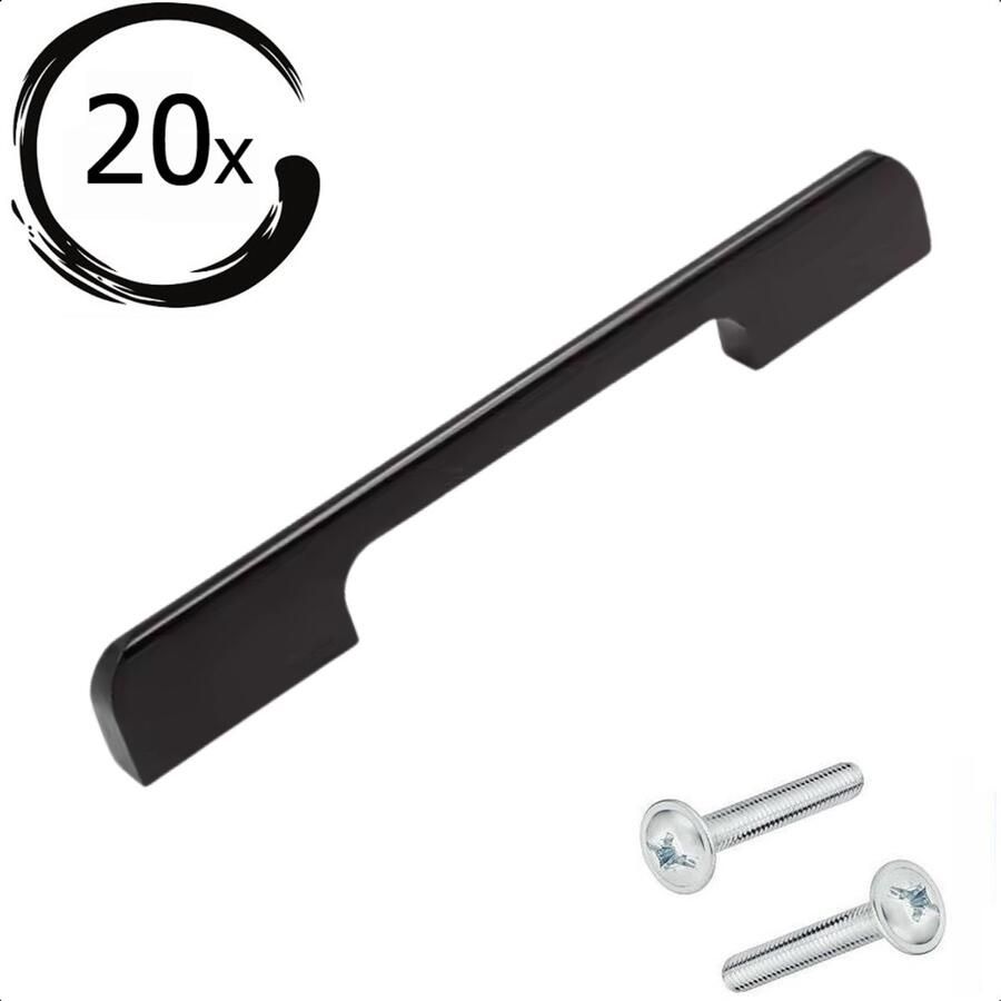 By MJM Handgreep Keukengreep Seattle design Zwart 128 mm 20 Stuks Design Handgrepen voor deurtjes Deurgreep Meubelgreep Handgreep Zwart- Keukengreep Keukenkastjes handgrepen kast kastknoppen meubelgrepen Aluminium inclusief schroeven - Foto 2
