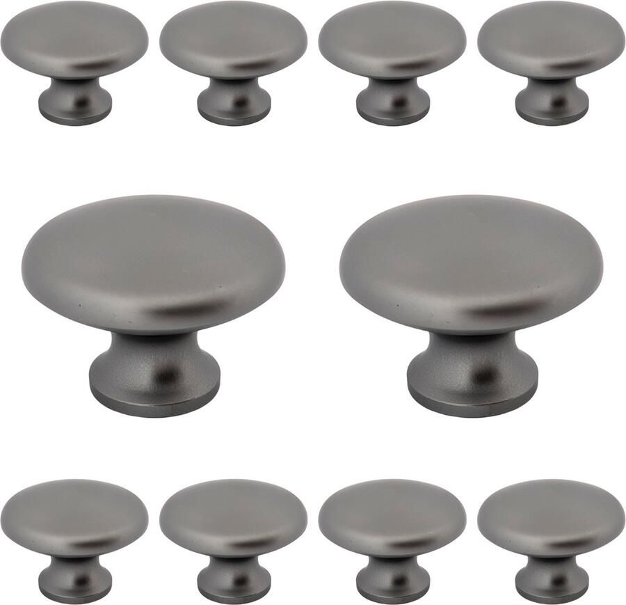 By MJM Kastknoppen Macon Grijs rond 10 Stuks Diameter 27 mm Kastknop Meubelknop Deurknoppen voor kasten Meubelbeslag Deurknopjes Meubelknoppen