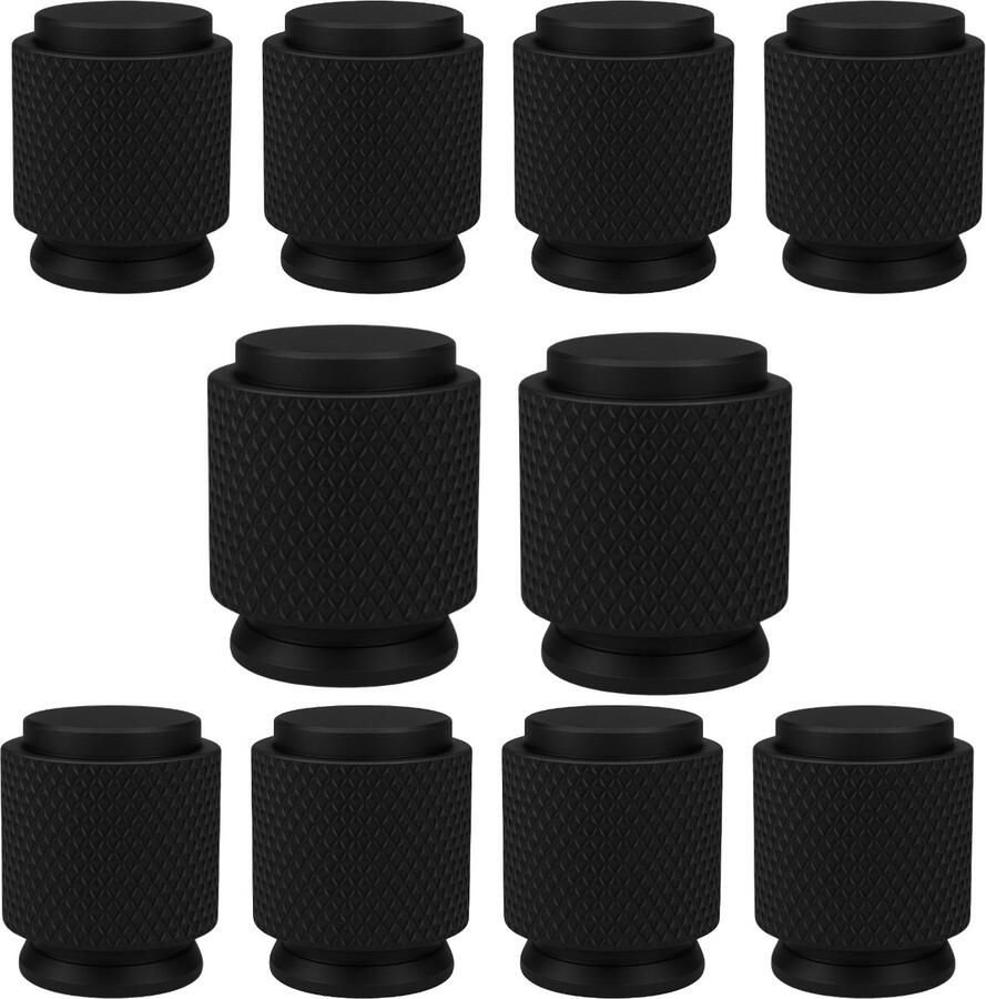 By MJM Meubelknop Dodge Ribbel Rond Zwart SET 10 stuks Kast knopjes Kastknoppen Zwart Meubelknop- deurknoppen voor kasten Meubelbeslag deurknopjes Kastknopjes