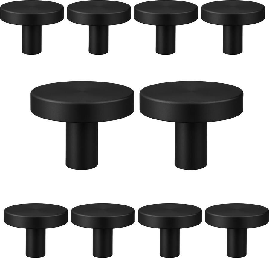 By MJM Meubelknop Harbor Rond Zwart Set 10 stuks Kast knopjes Kastknoppen Zwart Meubelknop- deurknoppen voor kasten Meubelbeslag deurknopjes Kastknopjes