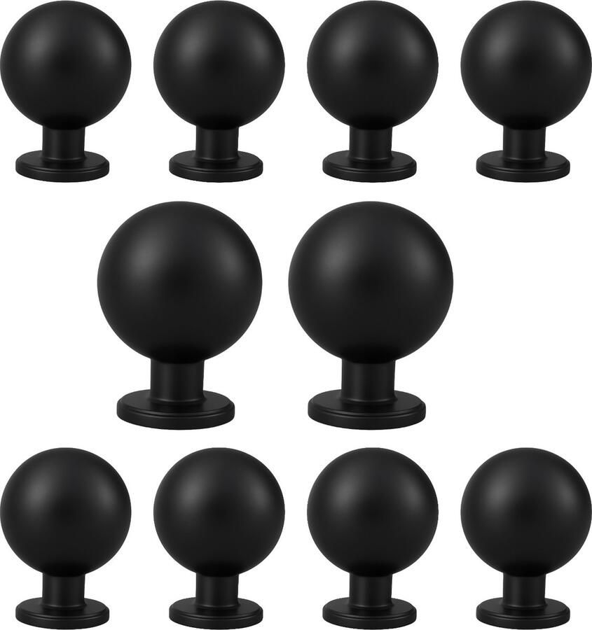By MJM Meubelknop Madison Rond Zwart SET 10 Stuks Kast knopjes Kastknoppen Zwart Meubelknop- deurknoppen voor kasten Meubelbeslag deurknopjes Kastknopjes