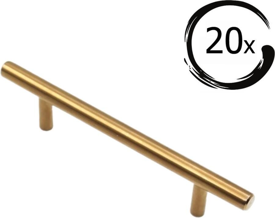 By MJM T-greep Goud 200mm SET 20 stuks Hartafstand 128mm Goud Meubelgreep Goud Keukengreep Goud Greep Goud Deurgreep Handgreep keukenkastjes keukenkast handgrepen kast meubelgrepen Handgrepen voor deurtjes inclusief schroeven - Foto 4