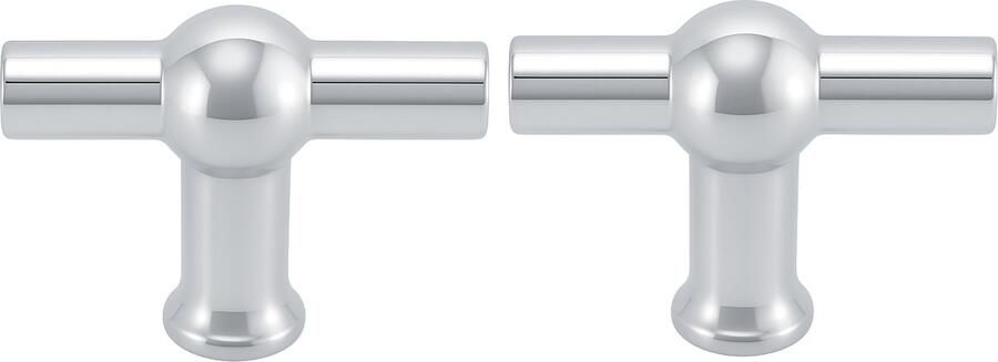 By MJM 2X Kastknoppen Kansas T-Greep Chroom- Kastknop Meubelknop T-Greep deurknoppen voor kasten Meubelbeslag deurknopjes