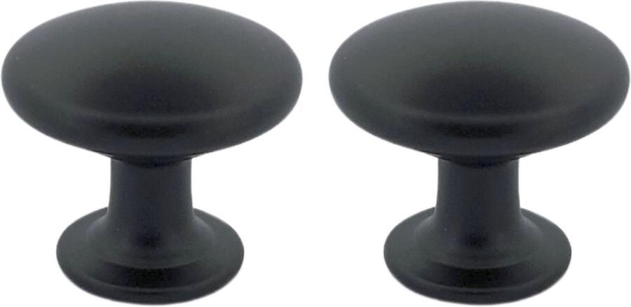 By MJM 2X Kastknoppen Macon zwart rond Diameter 27 mm Kastknop Meubelknop Deurknoppen voor kasten Meubelbeslag Deurknopjes Meubelknoppen