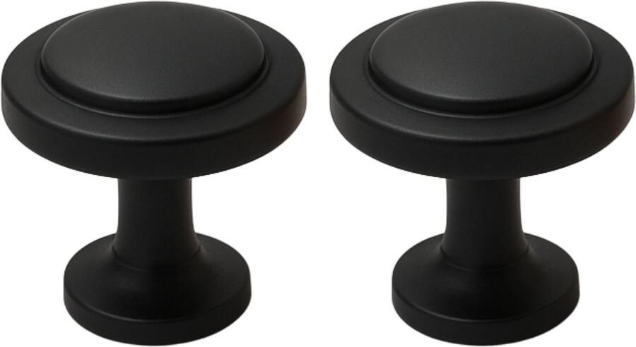 By MJM 2X Meubelknop Memphis zwart rond Diameter 32 mm Kastknop Meubelknop Deurknoppen voor kasten kastknoppen Meubelbeslag Deurknopjes Meubelknoppen