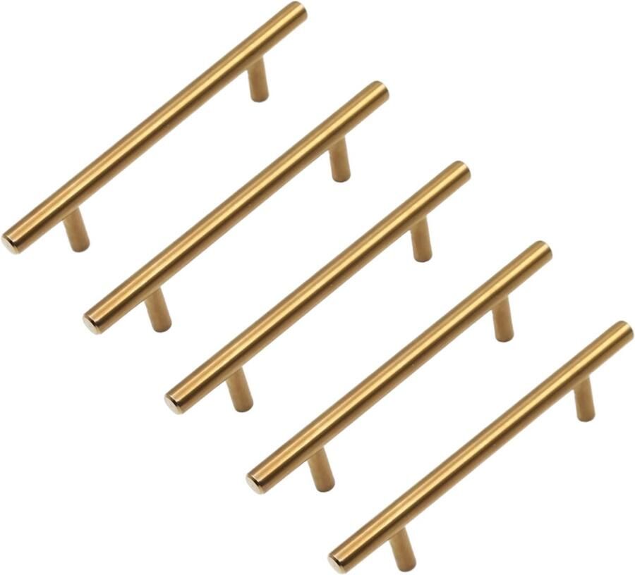 By MJM 5X Handgreep Goud RVS Handgreep Goud 96mm Handgrepen handgreep keuken Meubelbeslag handgrepen keukenkastjes handgrepen kast Keukengrepen Goud Kastgrepen Meubelgrepen Deurgreep Goud Denver Serie